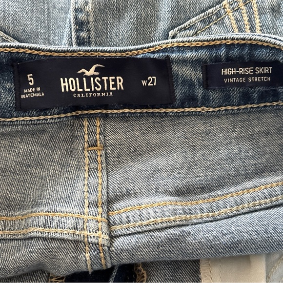 Hollister High Rise Distressed Denim Skirt Size 5 W27 - Picture 5 of 8